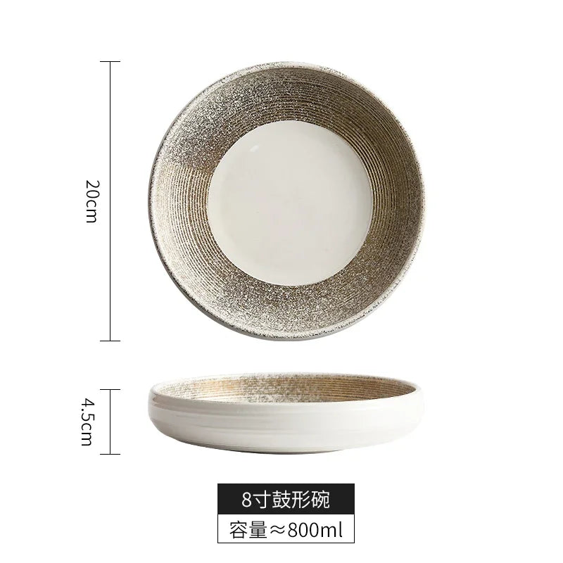 Assiette steak céramique style nordique motif minimaliste