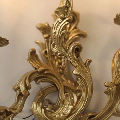 applique murale vintage rococo en laiton et cuivre
