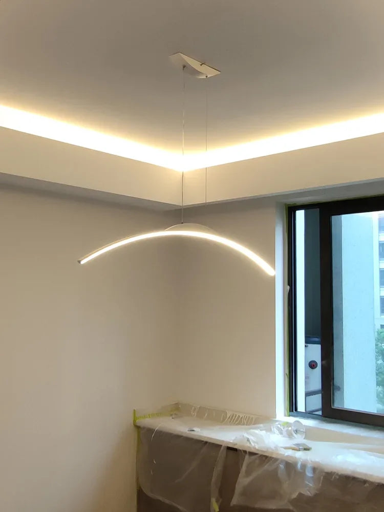 Pendant Lamps Italian Minimal Modern Studio Lamparas One Word Long Lights Restaurant Bar Ceiling Chandeliers Lustre De Salon - vue 5 sur 18