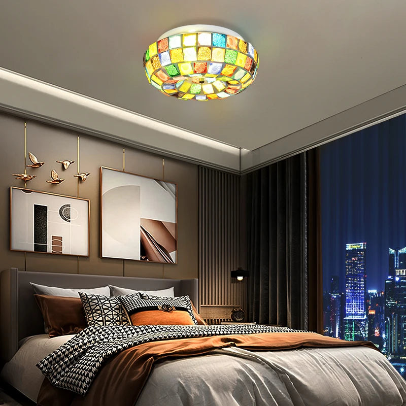 plafonnier led tiffany style bohème pour un éclairage coloré - vue 2 sur 7