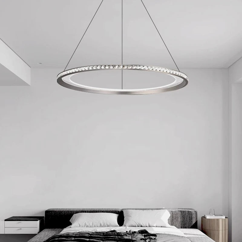 lustre moderne en suspension avec éclairage led intérieur - vue 6 sur 12