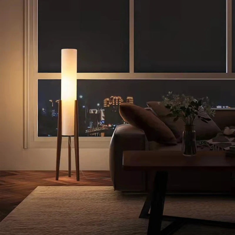 Lampadaire LED en bois style coréen - vue 6 sur 8