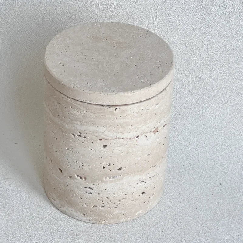 récipient en marbre wabi-sabi avec couvercle et boîte de rangement - vue 4 sur 7