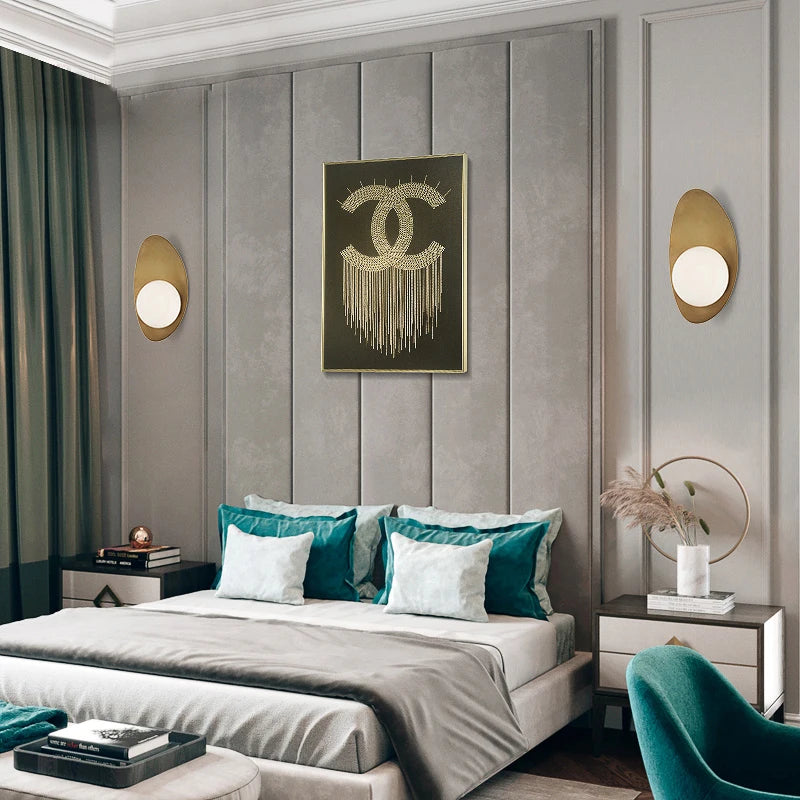Design américain créatif Yuanbao fer Art applique lumière de luxe étude Art Simple moderne chambre hôtel couloir or lampe à LED