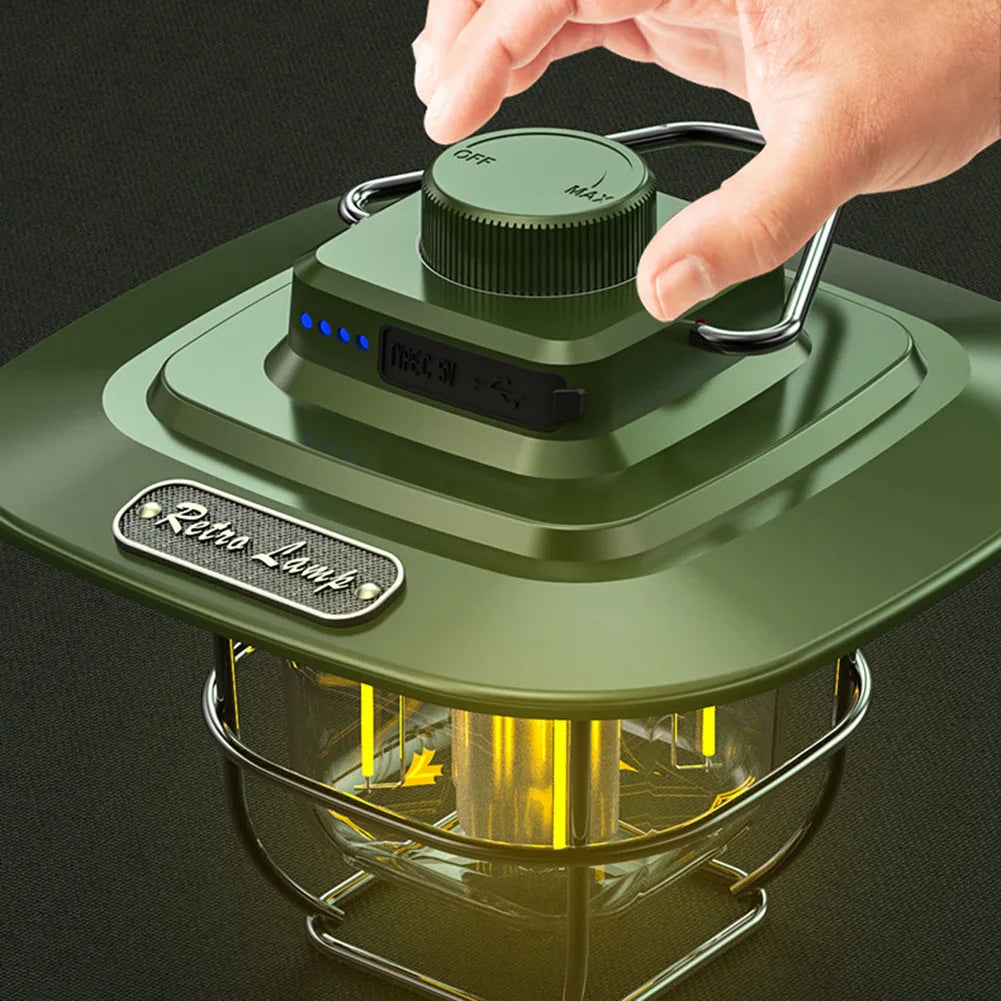 lampe de camping led rétro suspendue étanche avec batterie rechargeable - vue 6 sur 12