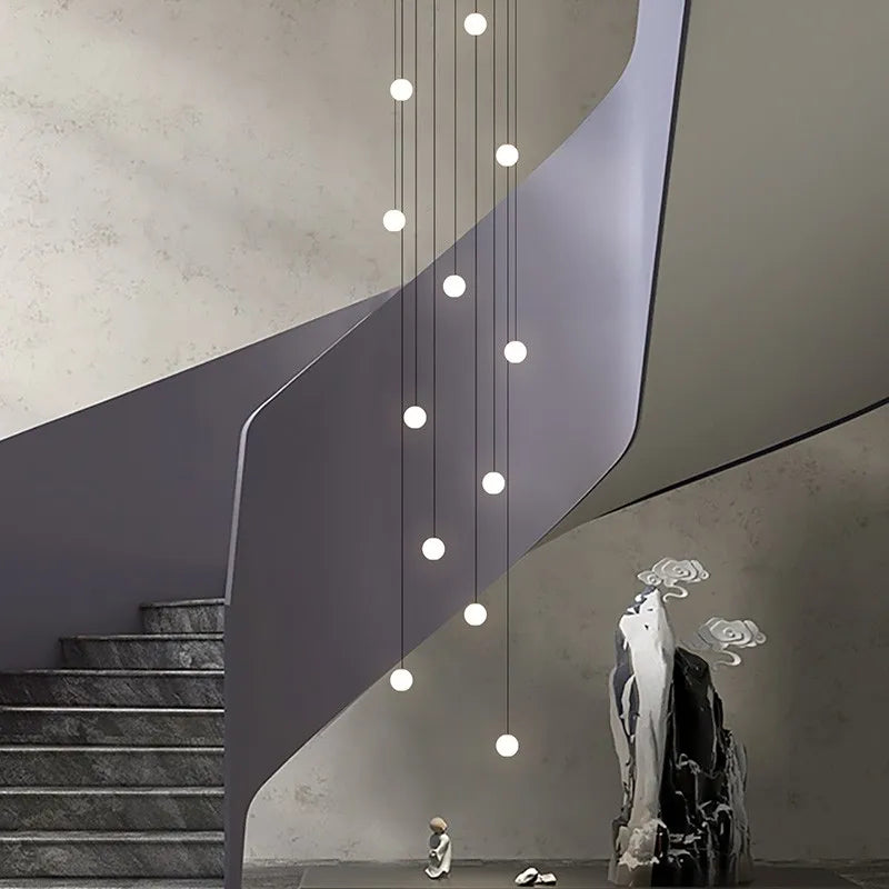 lustre long moderne minimaliste pour duplex villa appartement - vue 6 sur 15