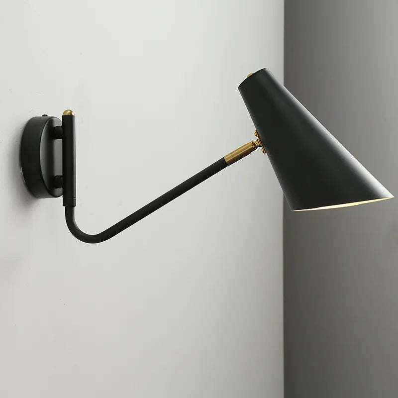 Applique murale réglable interrupteur vintage led flexible noir/or