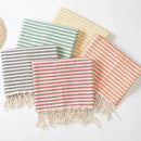 Serviette de plage turque rayures pompons sauna spa