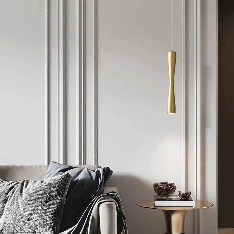 lampe led suspendue design moderne cordon cuivre réglable 3 modifiables