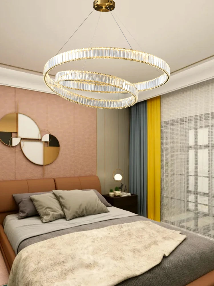 suspension led moderne en cristal design élégant et réglable - vue 6 sur 9