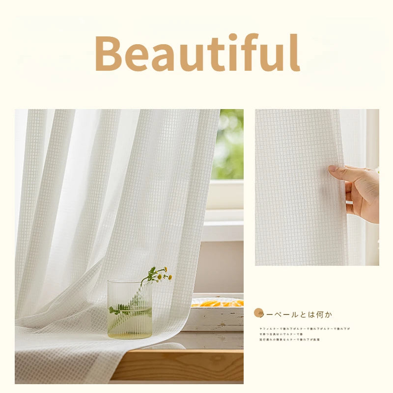 Voilage japonais plissé motif géométrique pour salon chambre