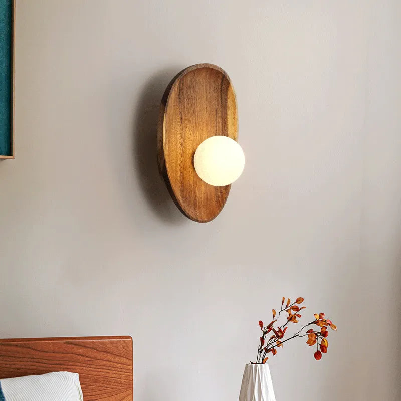 Applique murale LED minimaliste japonaise en bois massif - vue 3 sur 8