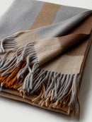 plaid laine jacquard a franges motif raye salon