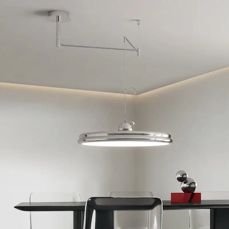 lustre design chromé bras oscillants longs rotatif 360° - vue 4 sur 10