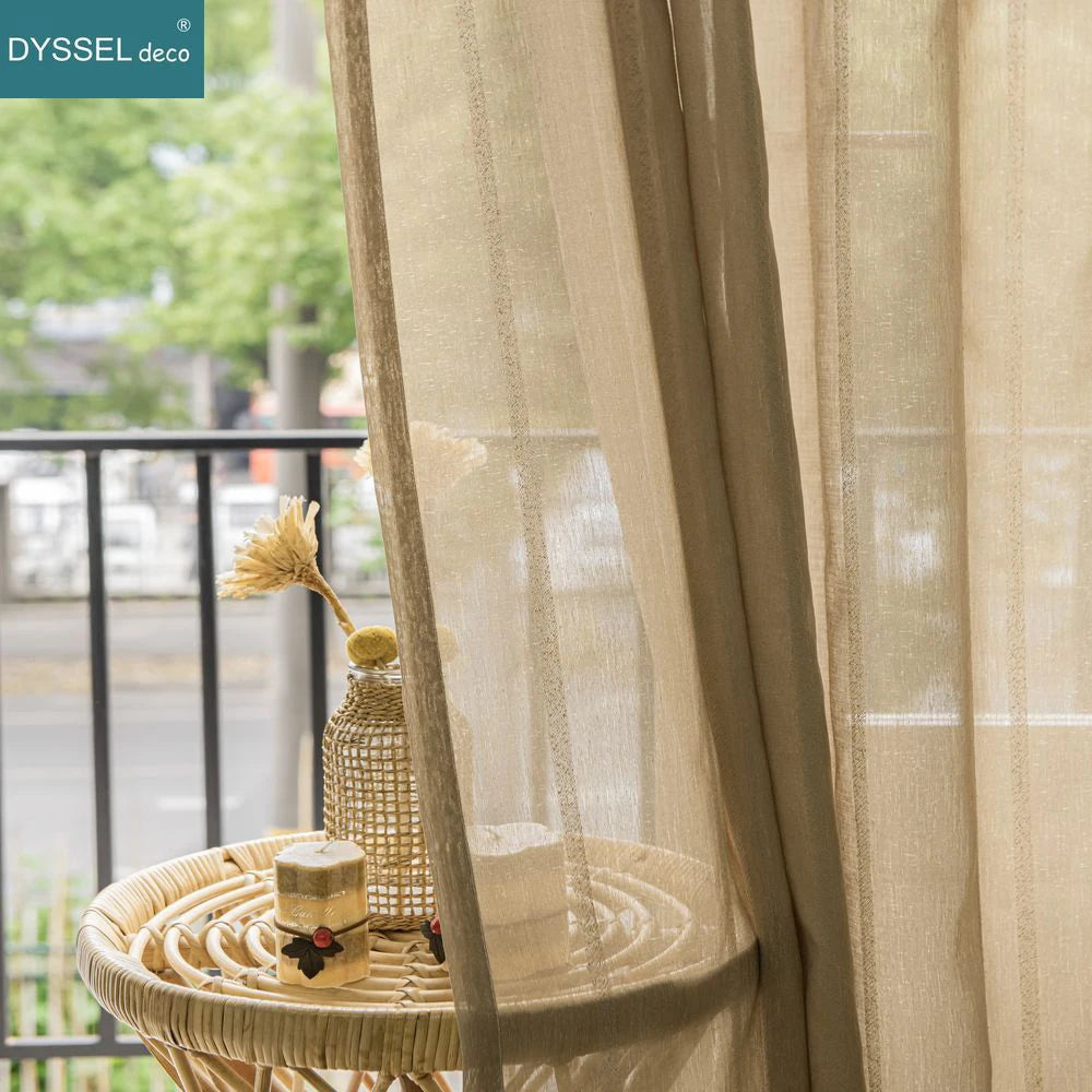 Voilage rayé style europeen americain pour salon chambre