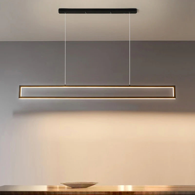 suspension led moderne éclairage intérieur design rectangulaire - vue 3 sur 14