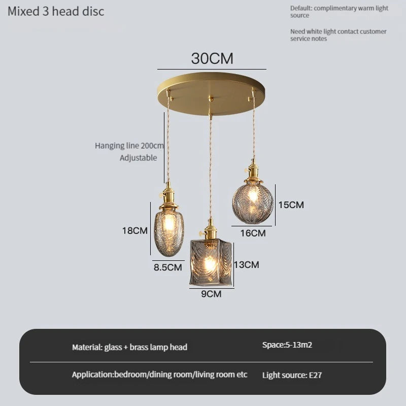 suspension vintage avec interrupteur et abat-jour en verre cristal - vue 5 sur 22