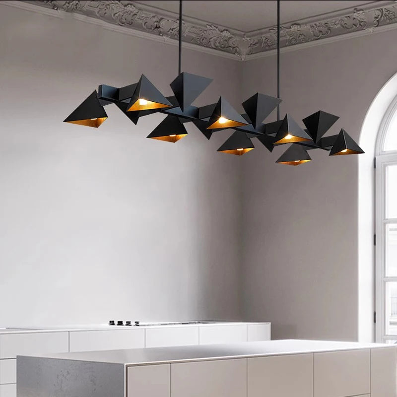 Lustre design moderne en métal noir décoratif intérieur - vue 5 sur 9