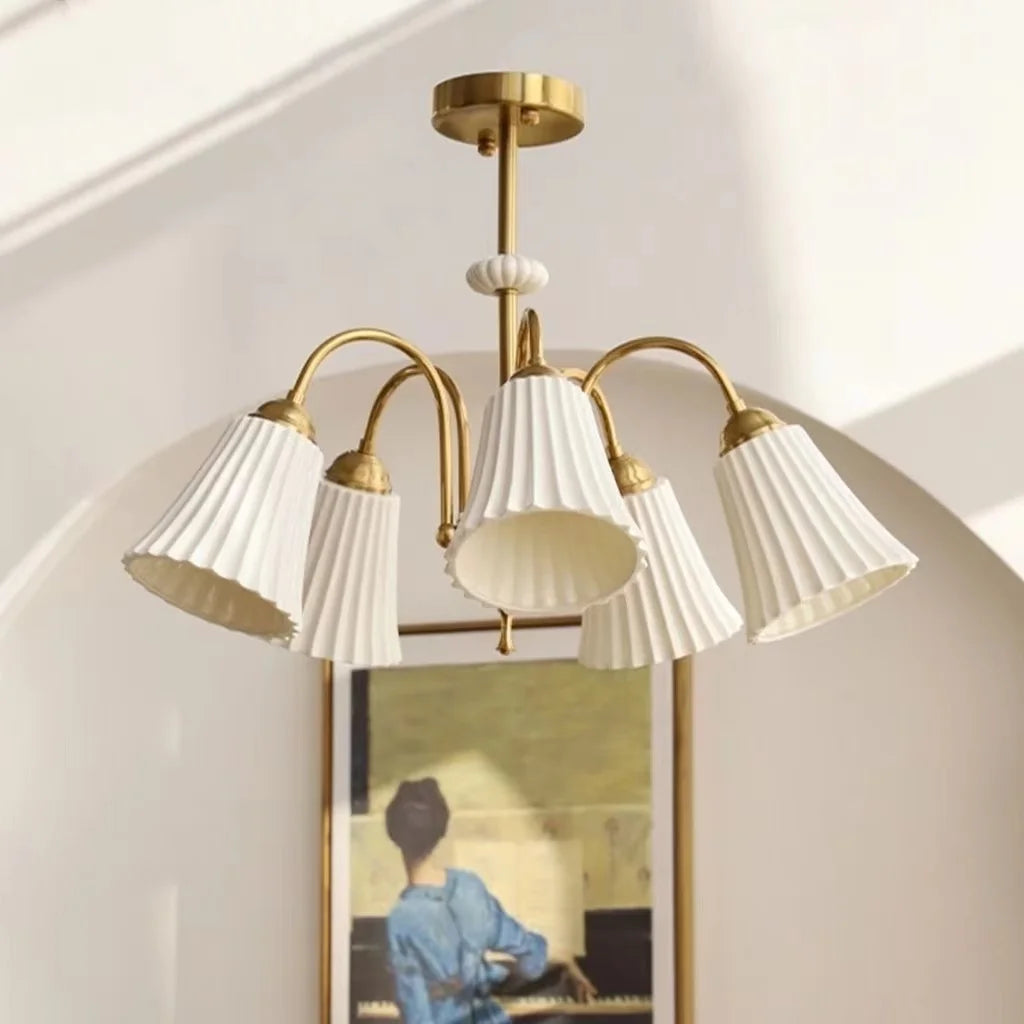 Lustre de style français rétro en céramique blanche - vue 3 sur 11