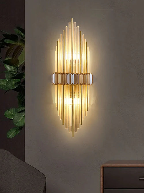 applique murale moderne en acier inoxydable et cristal décoratif