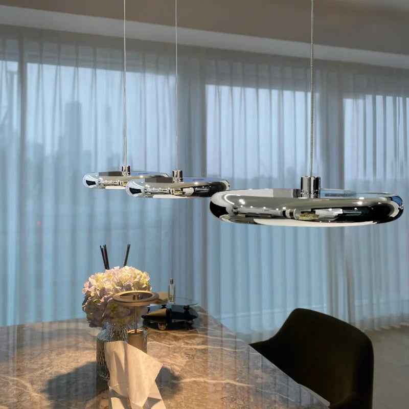 lustre en aluminium led design plaqué circulaire