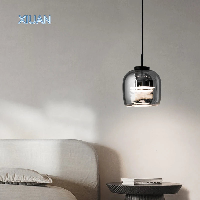 xiuan lampe de chevet à suspension en verre simple pour luminaires - vue 4 sur 8
