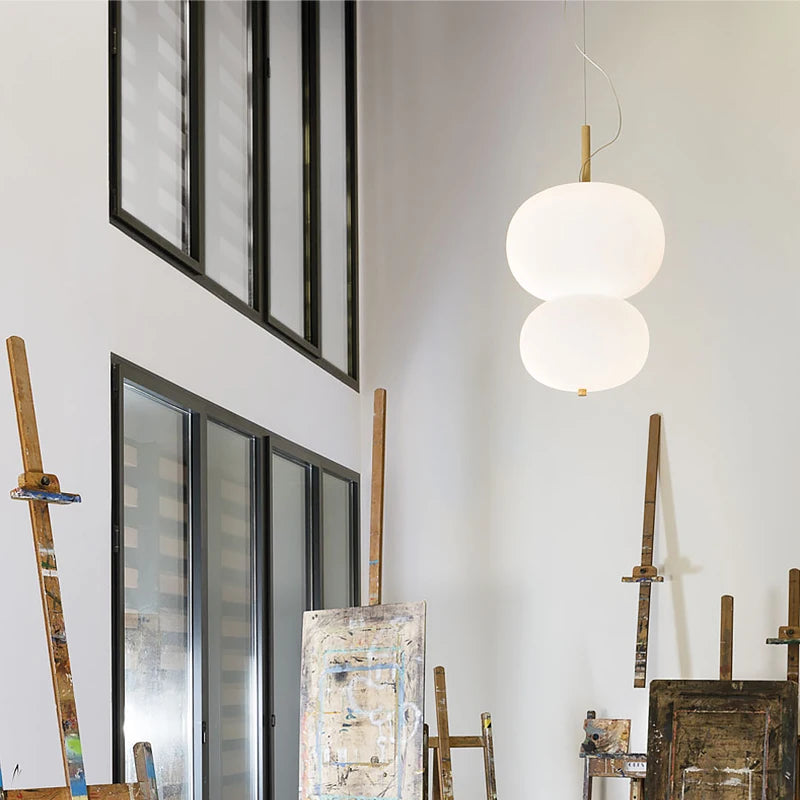 Kobuc Design nordique salon suspension avec grande boule ronde abat-jour en verre créatif bois lustre salle à manger chevet - vue 4 sur 13