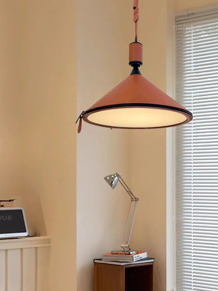 lustre led moderne avec ceinture en cuir décoration intérieure élégante - vue 4 sur 18