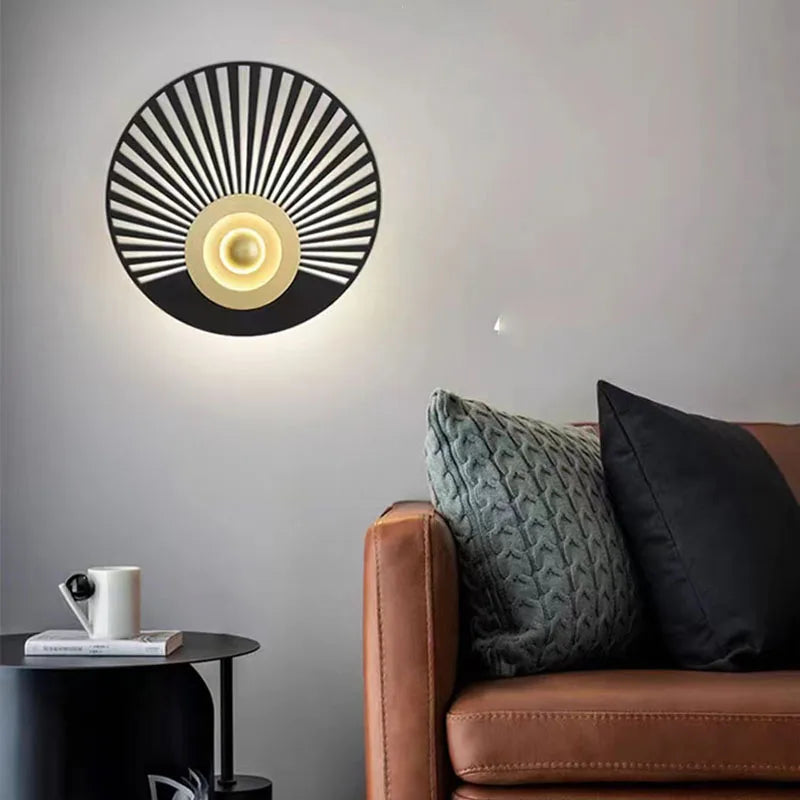 applique murale led art déco ronde en métal pour restaurant