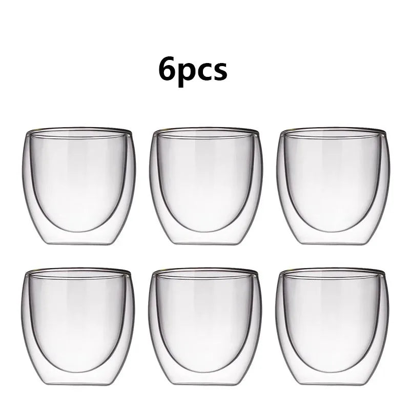 Set tasses expresso double paroi verre 80ml