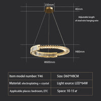lustre moderne en cristal k9 design nordique pour décoration intérieure