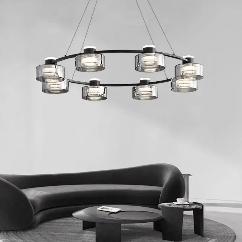 lustre moderne minimaliste verre led décoration maison éclairage