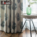 Voilage rideau motif plumes style mediterraneen salon chambre