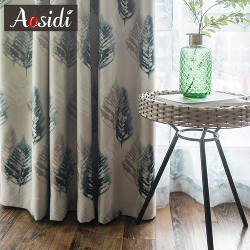 Voilage rideau motif plumes style mediterraneen salon chambre