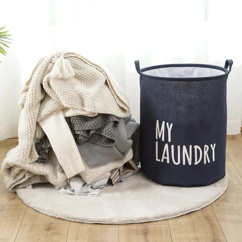 panier à linge pliable en lin et coton imperméable grande capacité - vue 4 sur 8