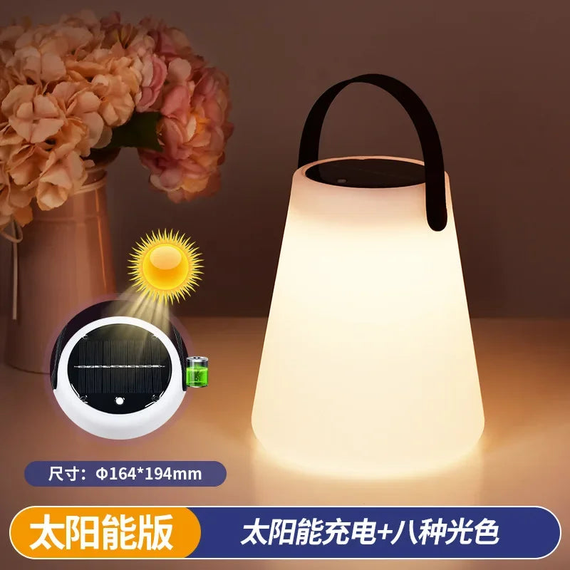 lanterne solaire rechargeable sans fil avec poignée en silicone