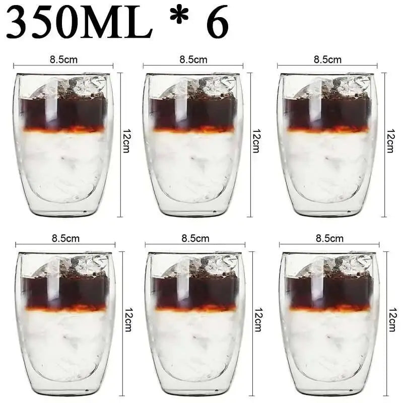 Lot tasses verre double paroi borosilicate isolantes