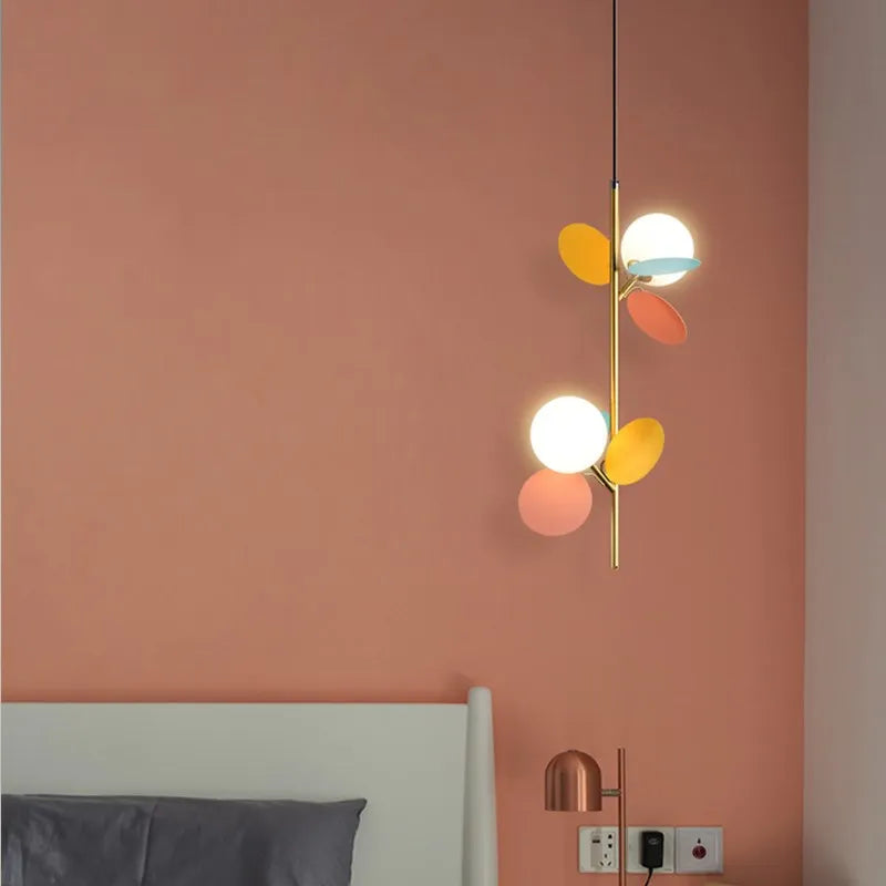 Boule de verre nordique suspension lustre lampe créative salon chambre d'enfants chambre intérieur décoratif Lampurant LED - vue 4 sur 16