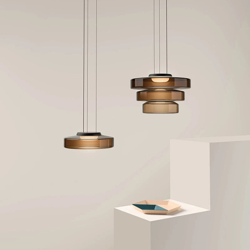 Suspension lustre design moderne en verre pour éclairage d'îlot - vue 4 sur 24