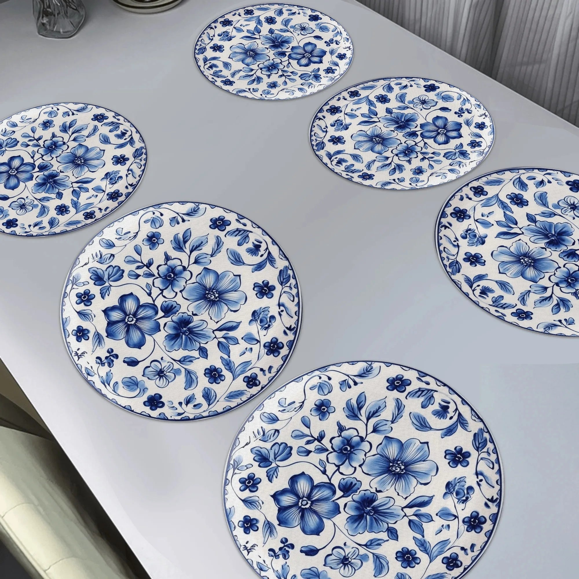 set de table fleurs champêtre bord ondulé vague - vue 2 sur 6