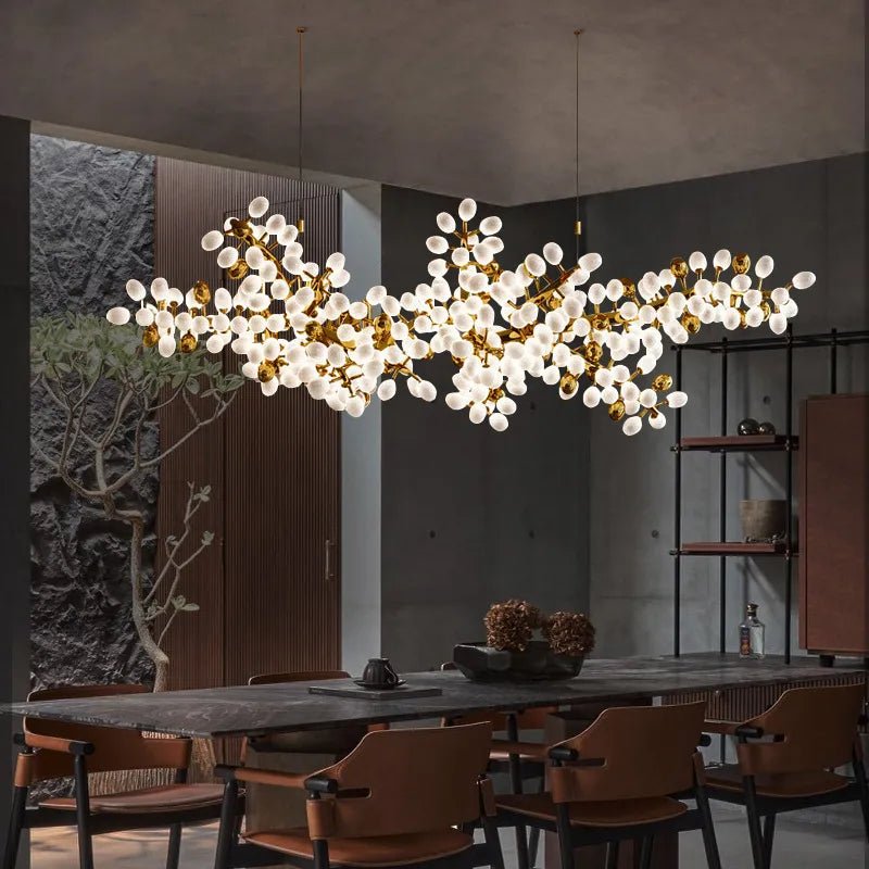 Lustre en verre blanc de luxe postmoderne