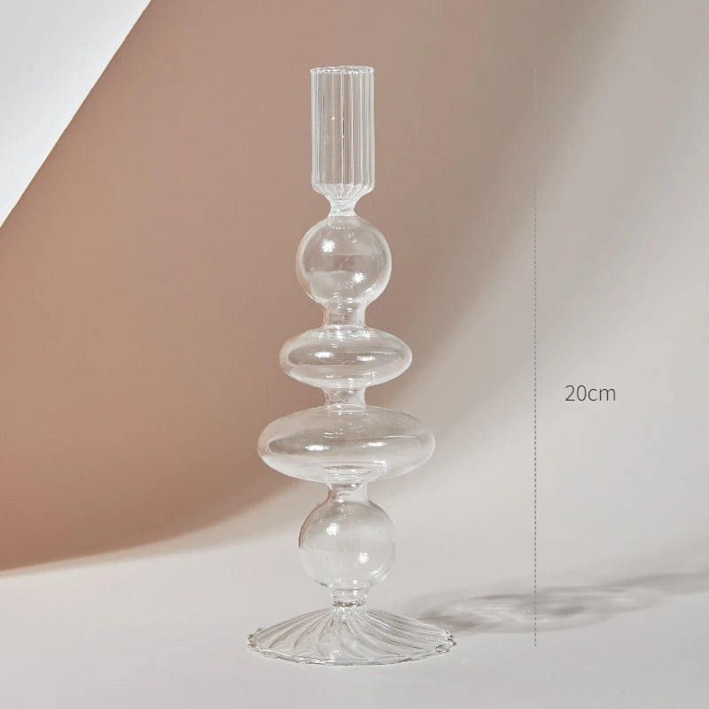 bougeoir en verre transparent décoration intérieure moderne nordique - vue 30 sur 31