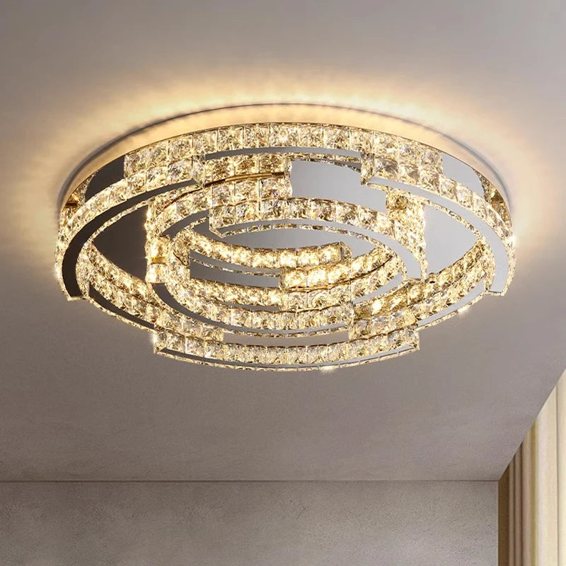 lampe de plafond led en cristal de style moderne avec télécommande - vue 2 sur 9