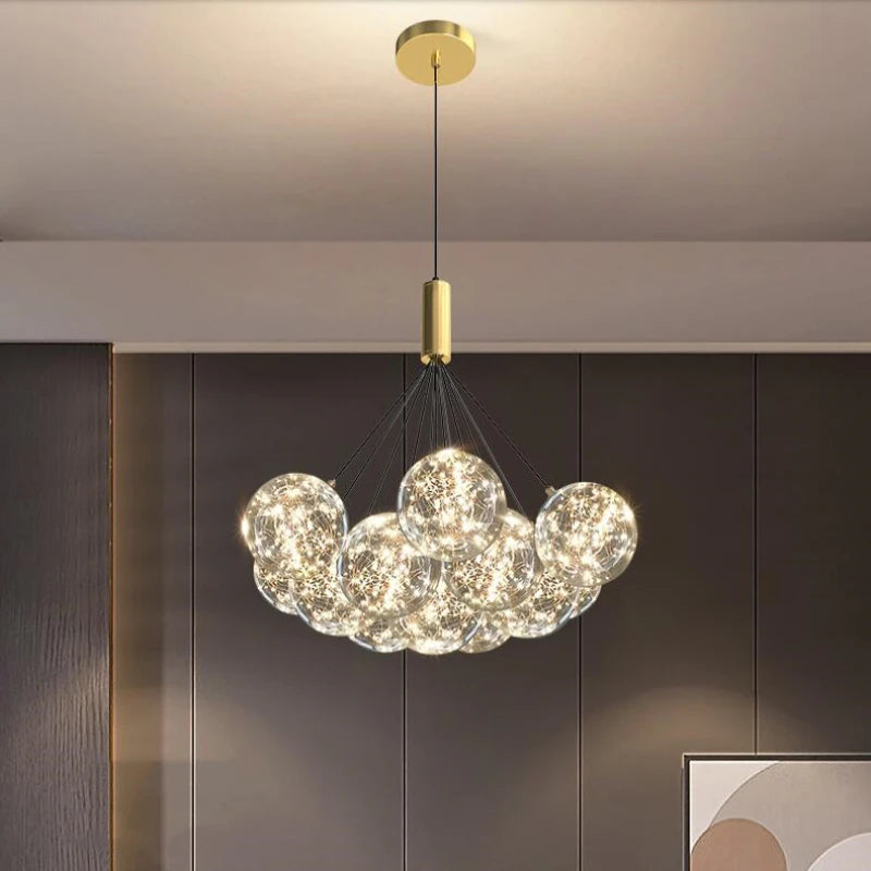 lampe led suspendue en verre transparent gypsophile design moderne réglable en hauteur