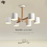 Nordique en bois massif plafond lustre salle à manger lustre salon plafond lustre chambre éclairage E27 ampoule LED