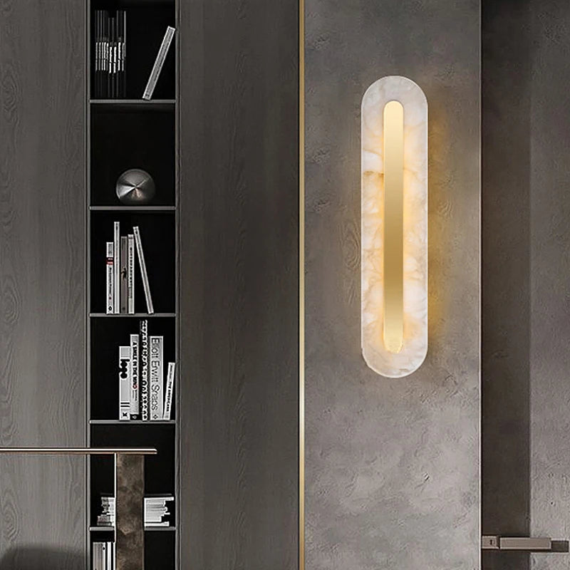 applique murale minimaliste en marbre ovale carré tout en cuivre