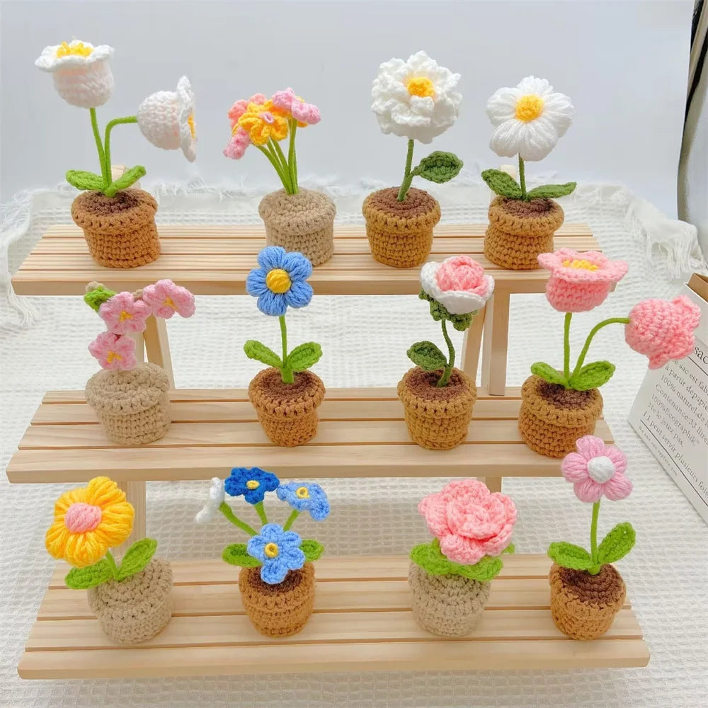 plante en pot tricotée à la main pour cadeau décoratif de saint valentin - vue 6 sur 19