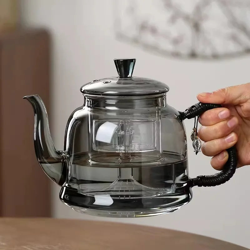 Théière verre borosilicate infuseur double compartiment 1 2l