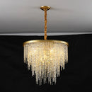 Lustre en cristal Luxe moderne LED chaîne de fronde or
