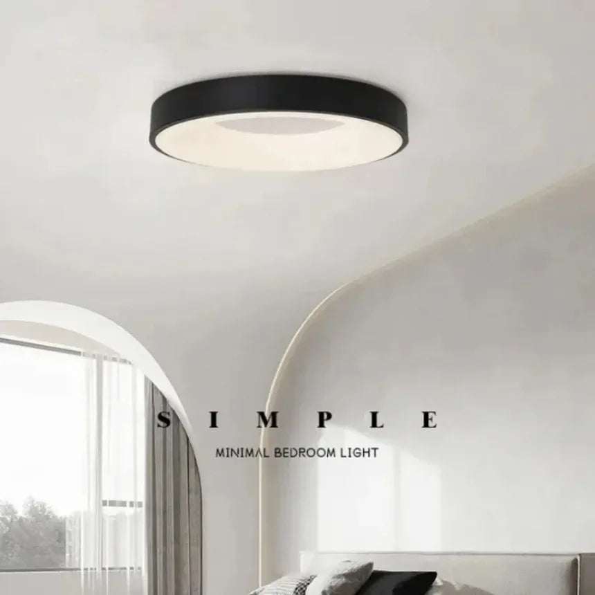plafonnier led macaron moderne circulaire grain de bois réglable - vue 3 sur 14